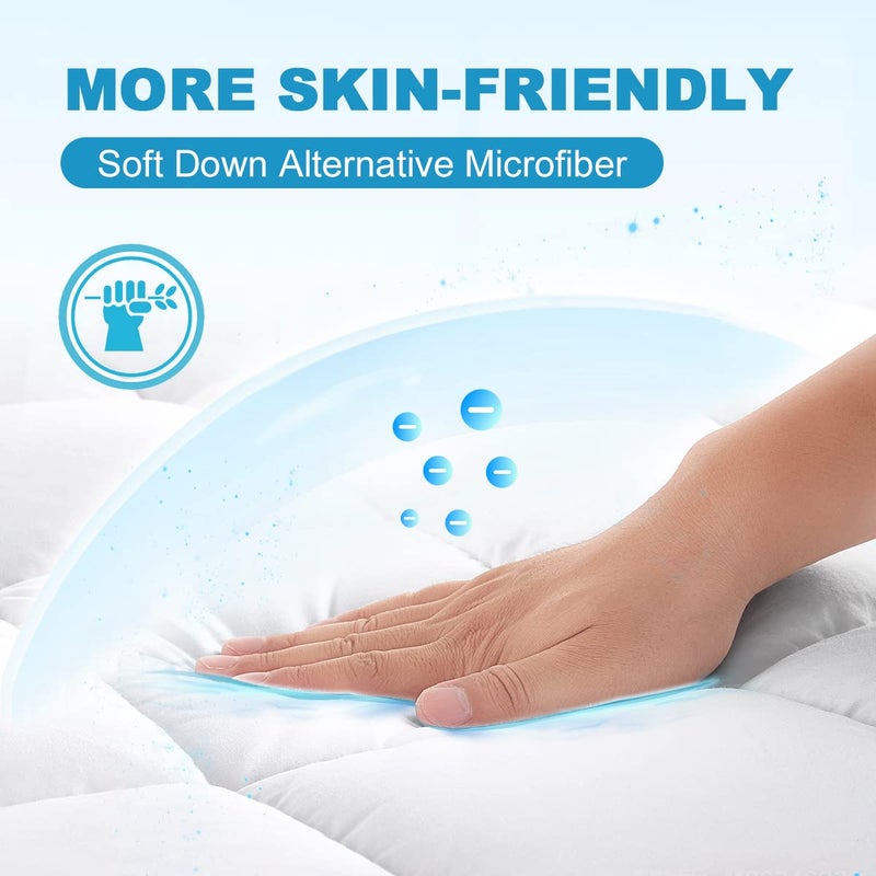 oaskys Twin Mattress Pad Cover Top with Stretches to 18  Deep Pocket Fits Up to 8 -21  Cooling White Bed Topper (Down Alternative  Twin Size) - Image 4